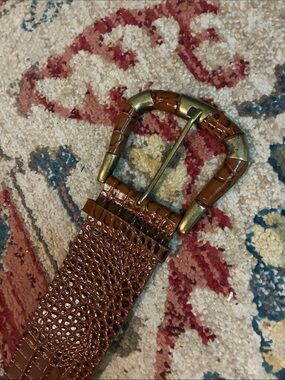 French Femme! Sexy Sophisticated Sezane Brown Croc-Textured Leather Belt 80 💋